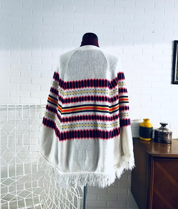 70s Poncho Fair Isle Sweater size S M - image 5