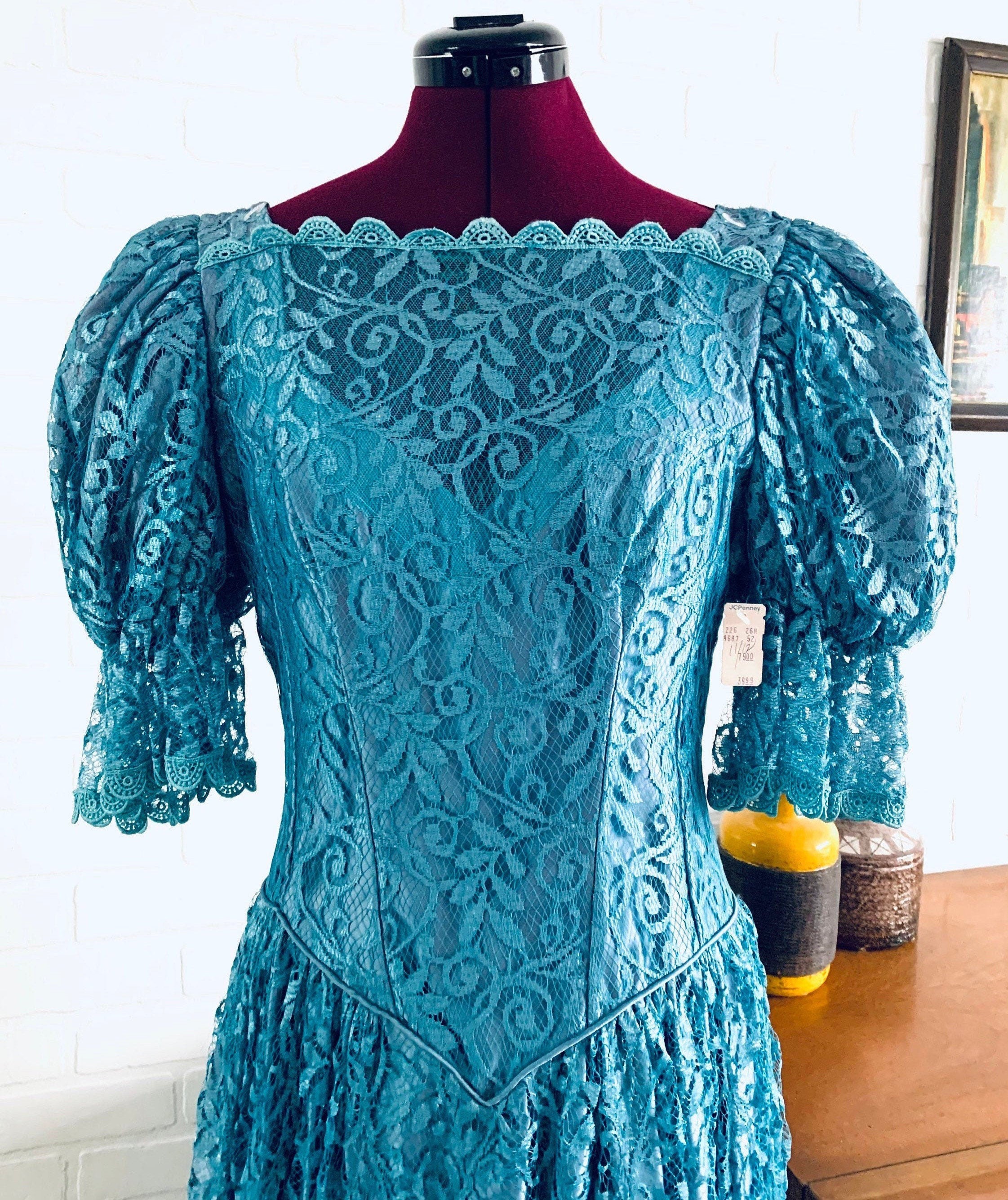 70s Blue Lace Dress by JC Penney Deadstock Size S M 6/7 - Etsy