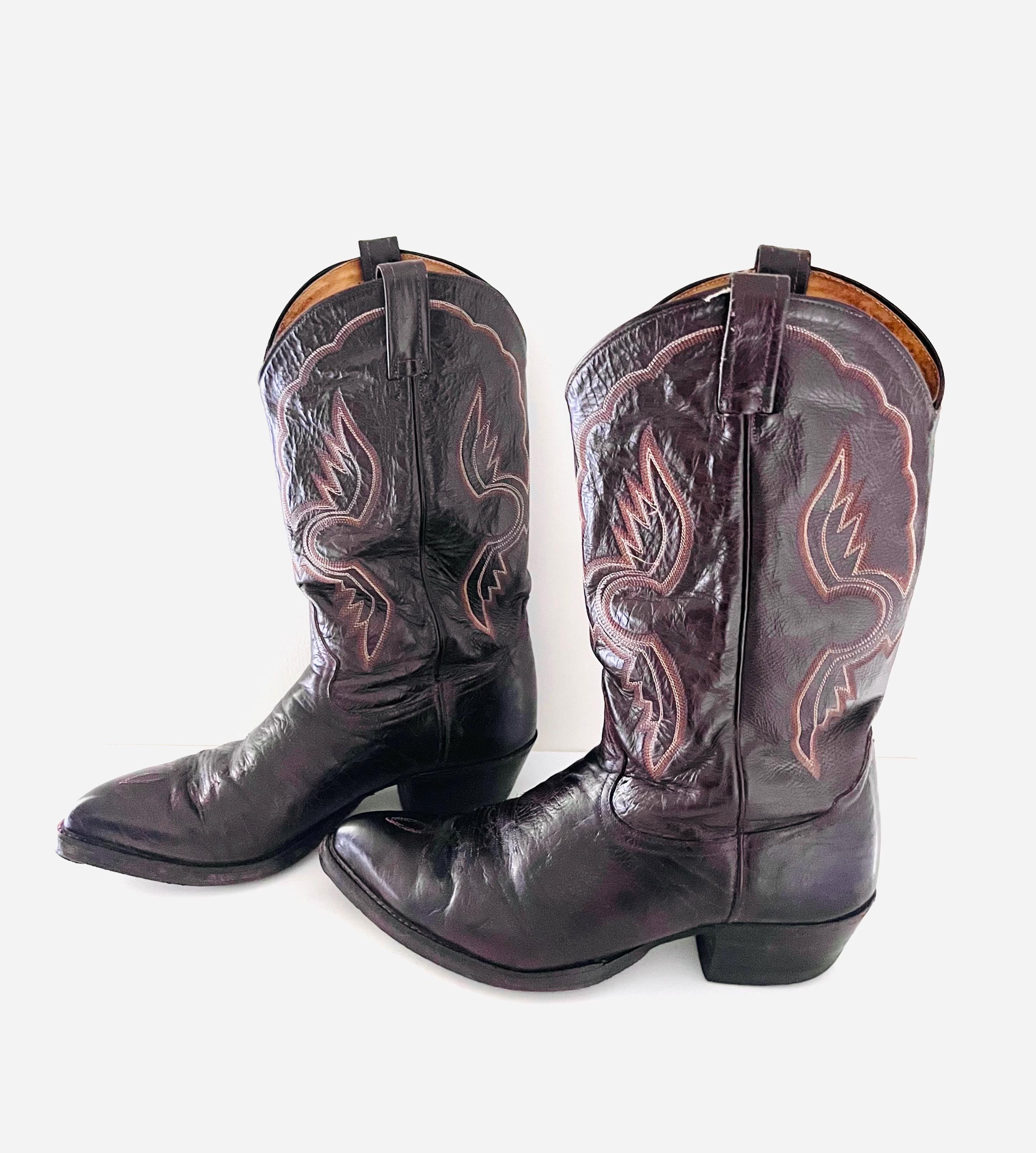 70s Western Boots Leather Made in US by Tony Lama men's size
