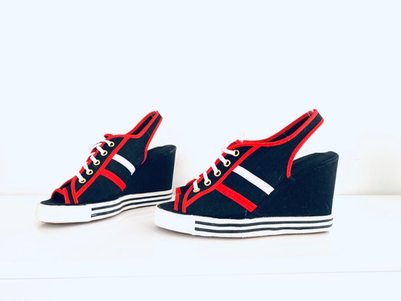 70s Platform Sneakers Open Toe Platforms size 7 37