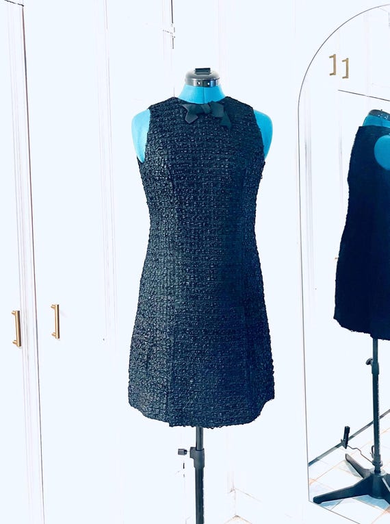 60s A-line Mini Dress Black Ribbon Pleated Skirt Union Made Size S M - Etsy  New Zealand