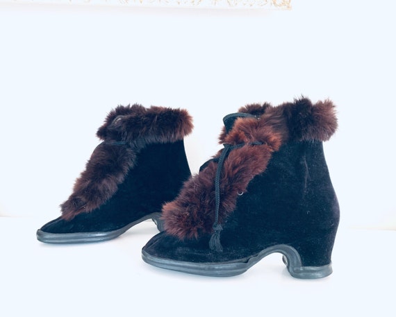 40s Boots Fur Lined Winter Boots UNUSED made in US