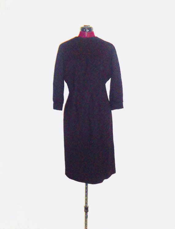 50s Black Dress Sheath High Neck Wiggle Dress Size