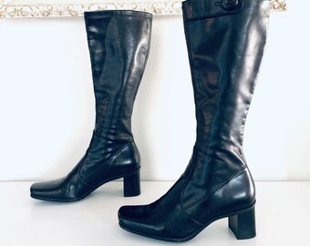 90s black knee high boots