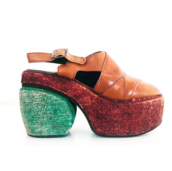70s Platforms Sandals Cork Heels Ankle Straps made