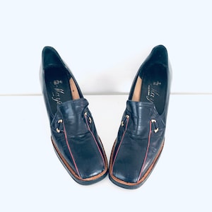 70s Platforms Black Leather made in Spain by Mayte 8 N 38