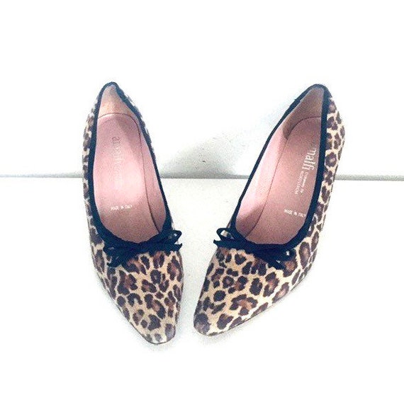 80s Leopard Print Heels Leather Pumps Shoes Size 7 Made in | Etsy