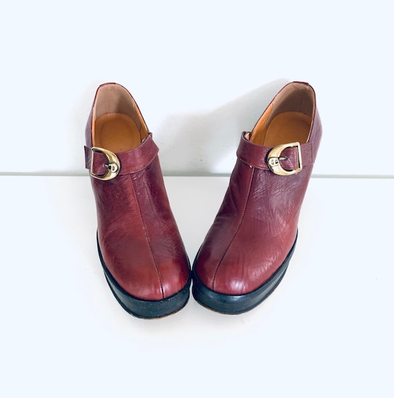 70s Platforms Oxblood Leather Shoes by Etienne Ai… - image 2