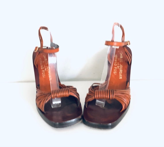 70s Leather Heels Ankle Straps made in Italy by C… - image 3