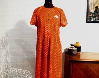 80s Red Polka Dot Dress Size XL XXL