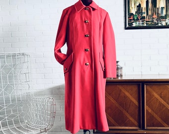 60s Orange Wool Coat Traveler Trench Coat by Court Romi LTD size L