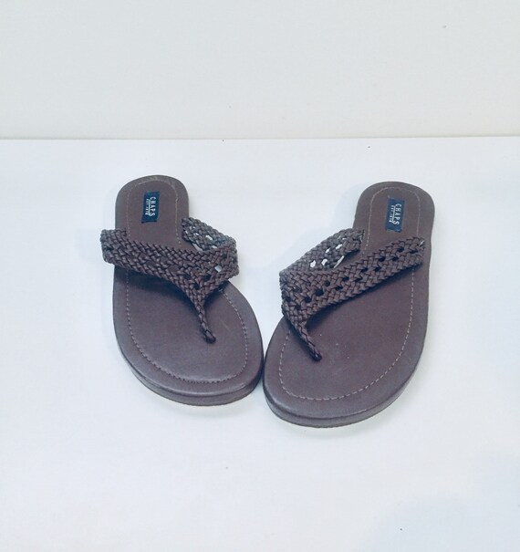 braided leather flip flops