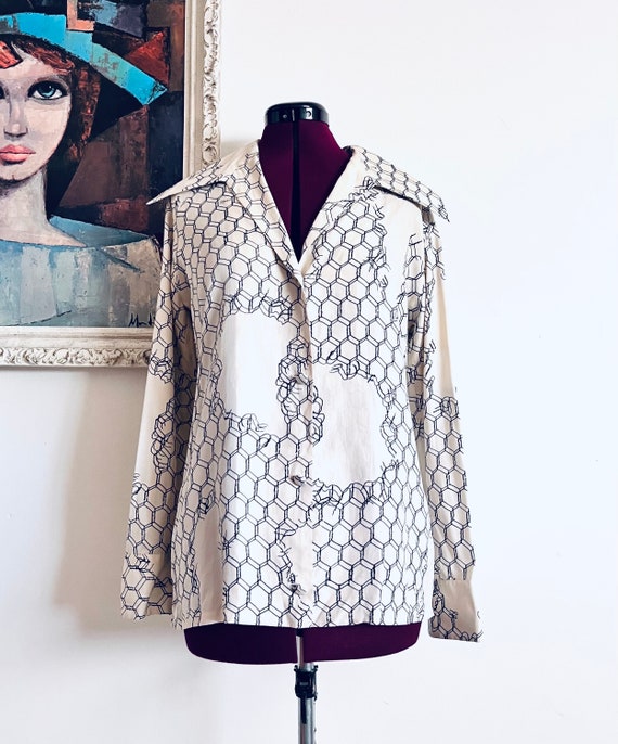 70s Silk Blouse made in Acapulco by Maria size M-X