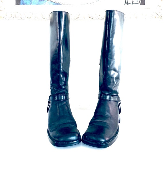 90s black knee high boots