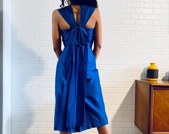 50s Dress Blue Sheath Sleeveless by Betty Barclay 2/3 XS S