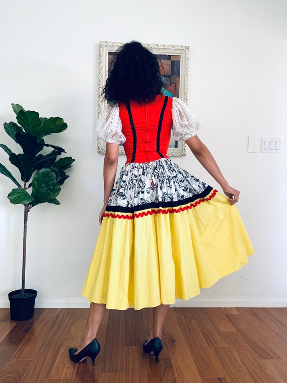 50s Peasant Dress Corset Bodice Full Skirt XS - image 9