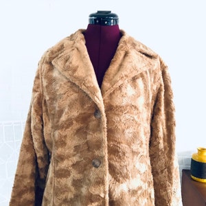 60s Faux Fur Coat Jacket Size M L image 2