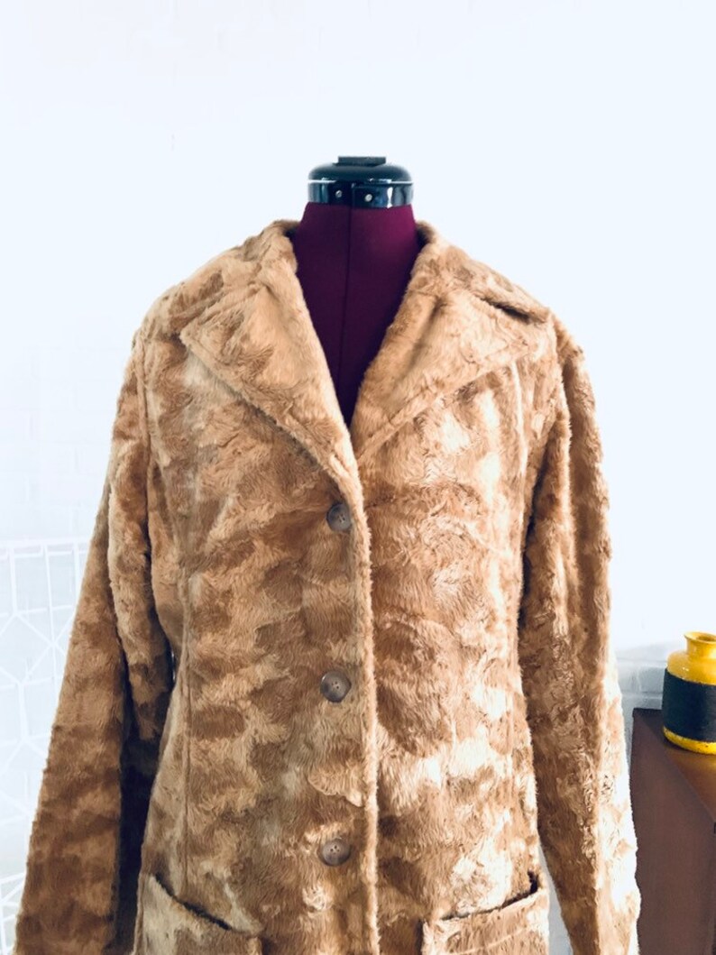 60s Faux Fur Coat Jacket Size M L image 2