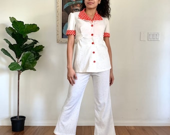 70s Pantsuit Bell Bottoms Jacket Size S M