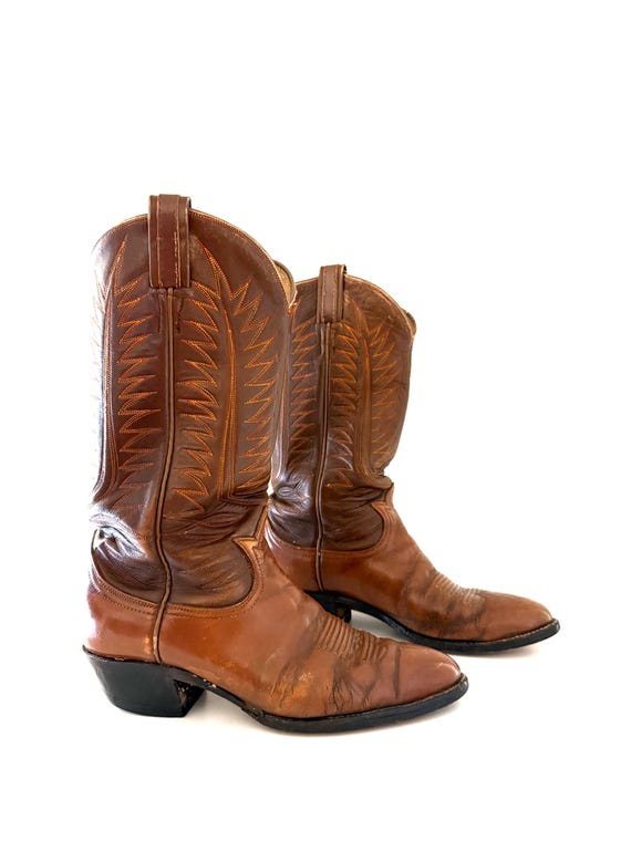 70s Western Boots Leather Cowboy Boots 12” Made in US by 