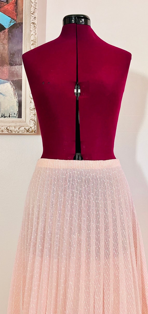 70s Pink Pleated Skirt Accordion size L XL - image 2