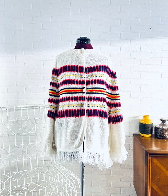 70s Poncho Fair Isle Sweater size S M - image 1