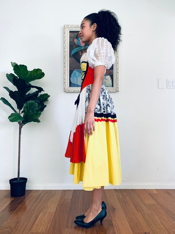 50s Peasant Dress Corset Bodice Full Skirt XS - image 7