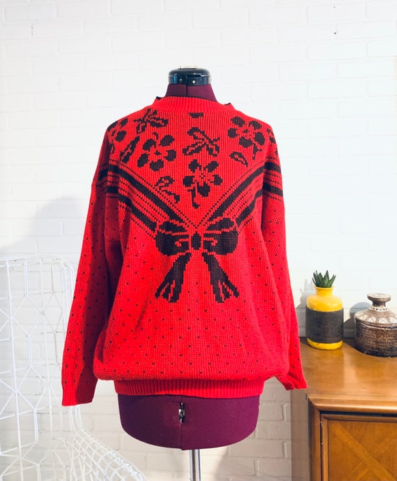 80s Red Sweater made in US L XL XXL