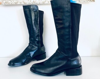 90s black knee high boots