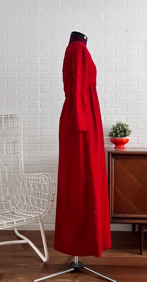 60s Red Velvet Maxi Dress & Jacket Set XS - image 3