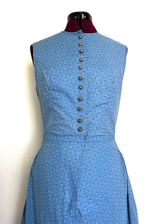 Antique German Pinafore Dress Blue Calico Print C… - image 2