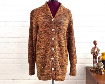 70s Cardigan Sweater Space Dyed Sweater size L XL