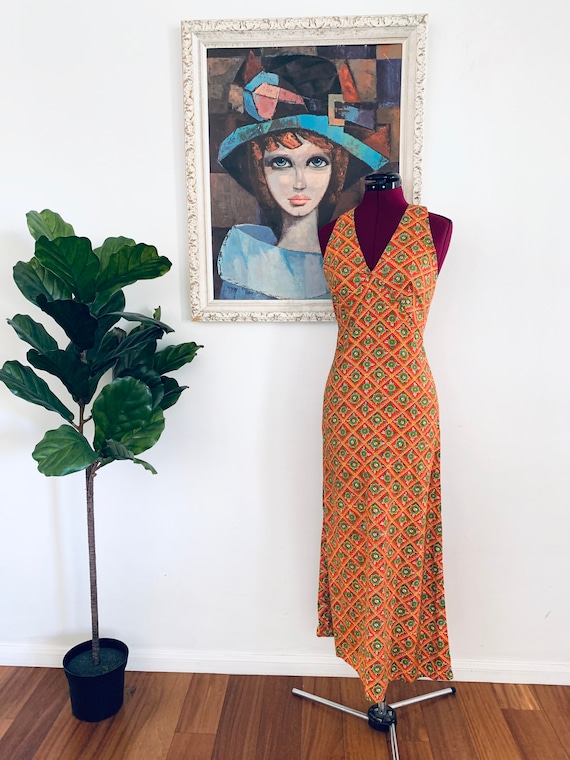 60s Maxi Dress Flower Child Dress Psychedelic Dres