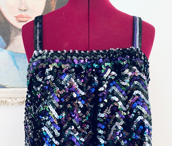 80s Sequence Tank Top Glam Disco made in US by Th… - image 2