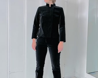 Y2K Black Velvet Pantsuit Guru Jacket by Isaac Mizrahi for Target