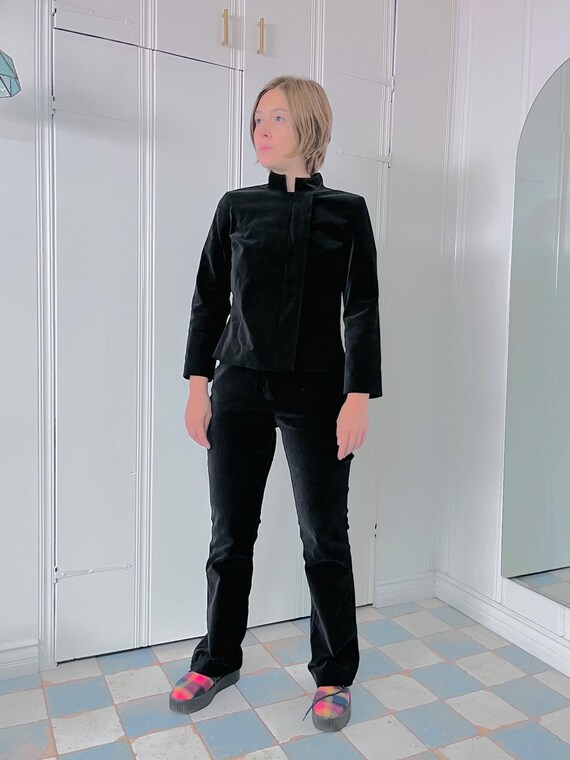 Y2K Black Velvet Pantsuit Guru Jacket by Isaac Mizrahi for Target