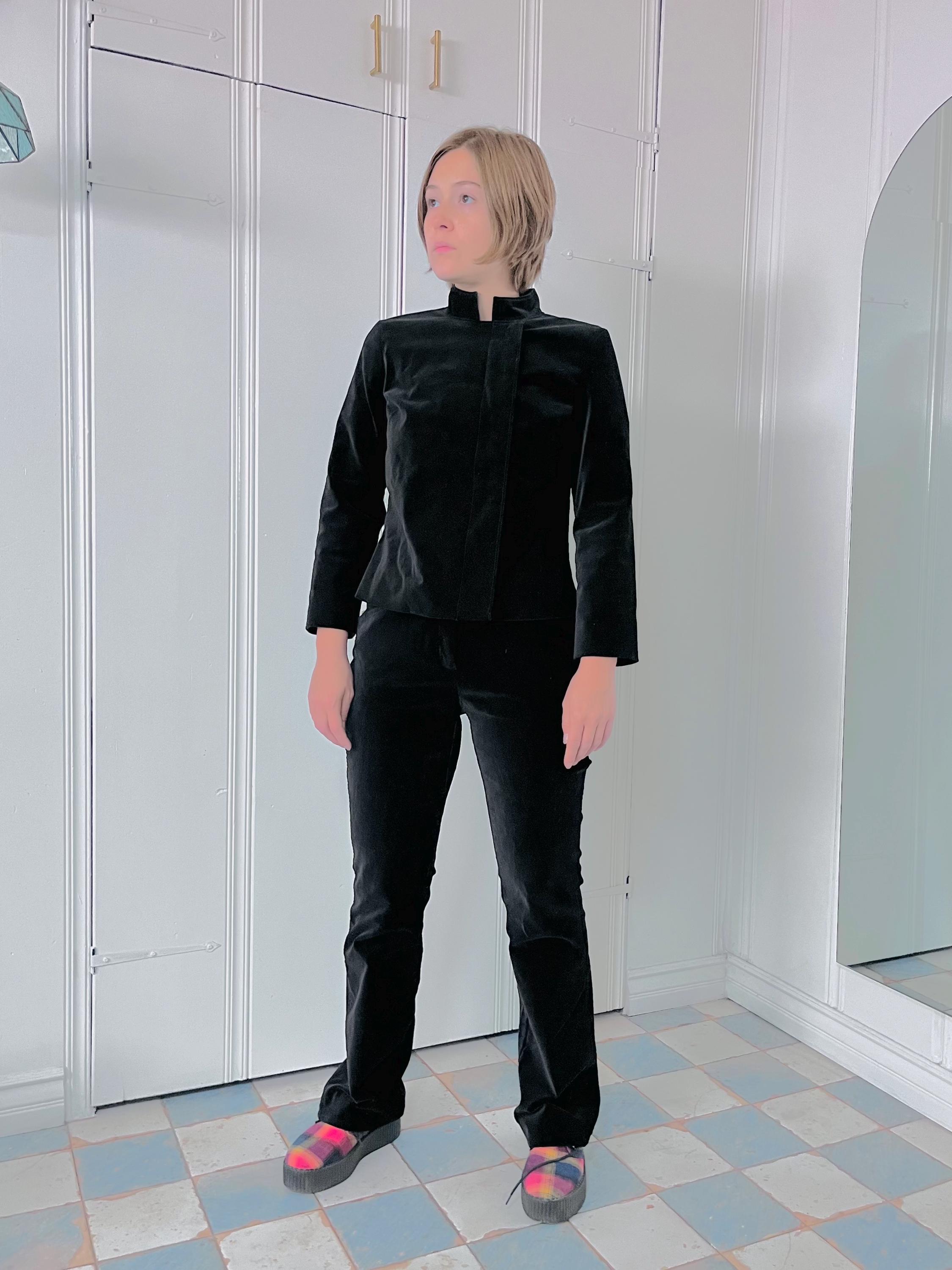 Y2K Black Velvet Pantsuit Guru Jacket by Isaac Mizrahi for Target