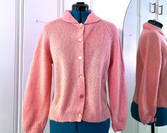 50s Mohair Cardigan Fuzzy Sweater Orange Size M - Etsy