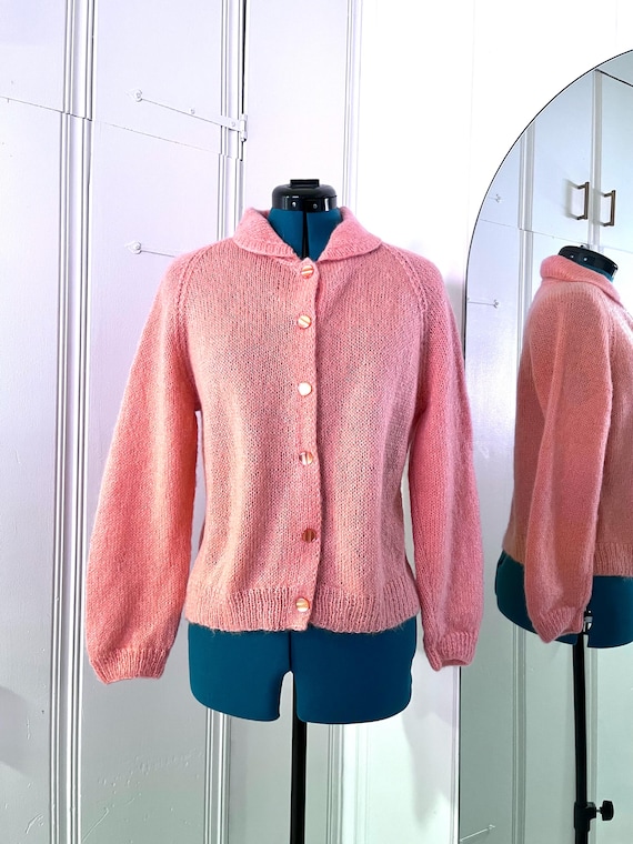 50s Mohair Cardigan Fuzzy Sweater Orange Size M - Etsy