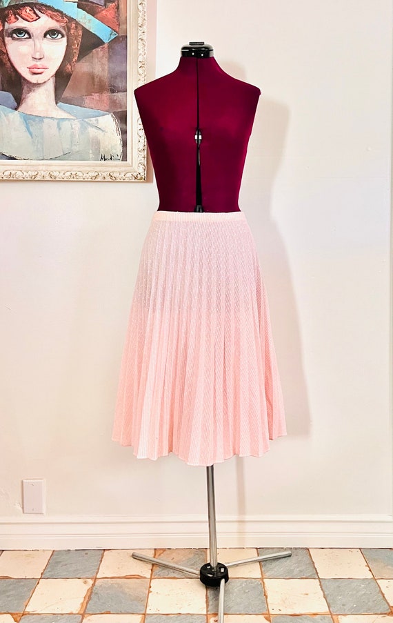 70s Pink Pleated Skirt Accordion size L XL - image 1