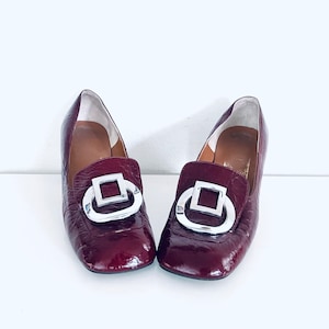 60s Mary Janes Shoes Burgundy Leather Mod by Coronet size 7.5 7 1/2 37.5 38.5