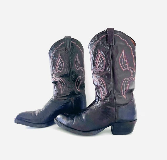 70s Western Boots Leather Made in US by Tony Lama men's size 9 EE