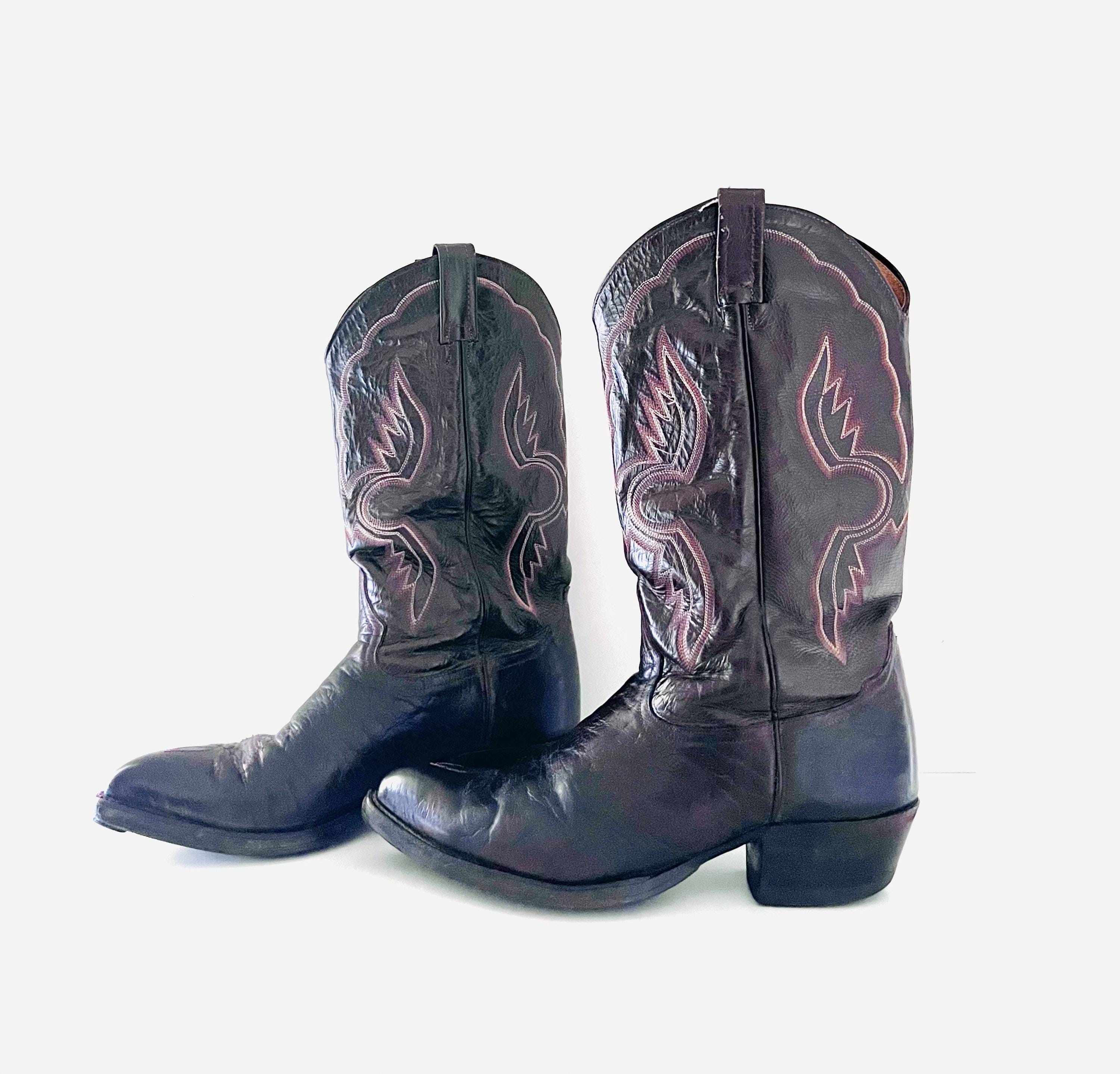 70s Western Boots Leather Made in US by Tony Lama men's size 9 EE