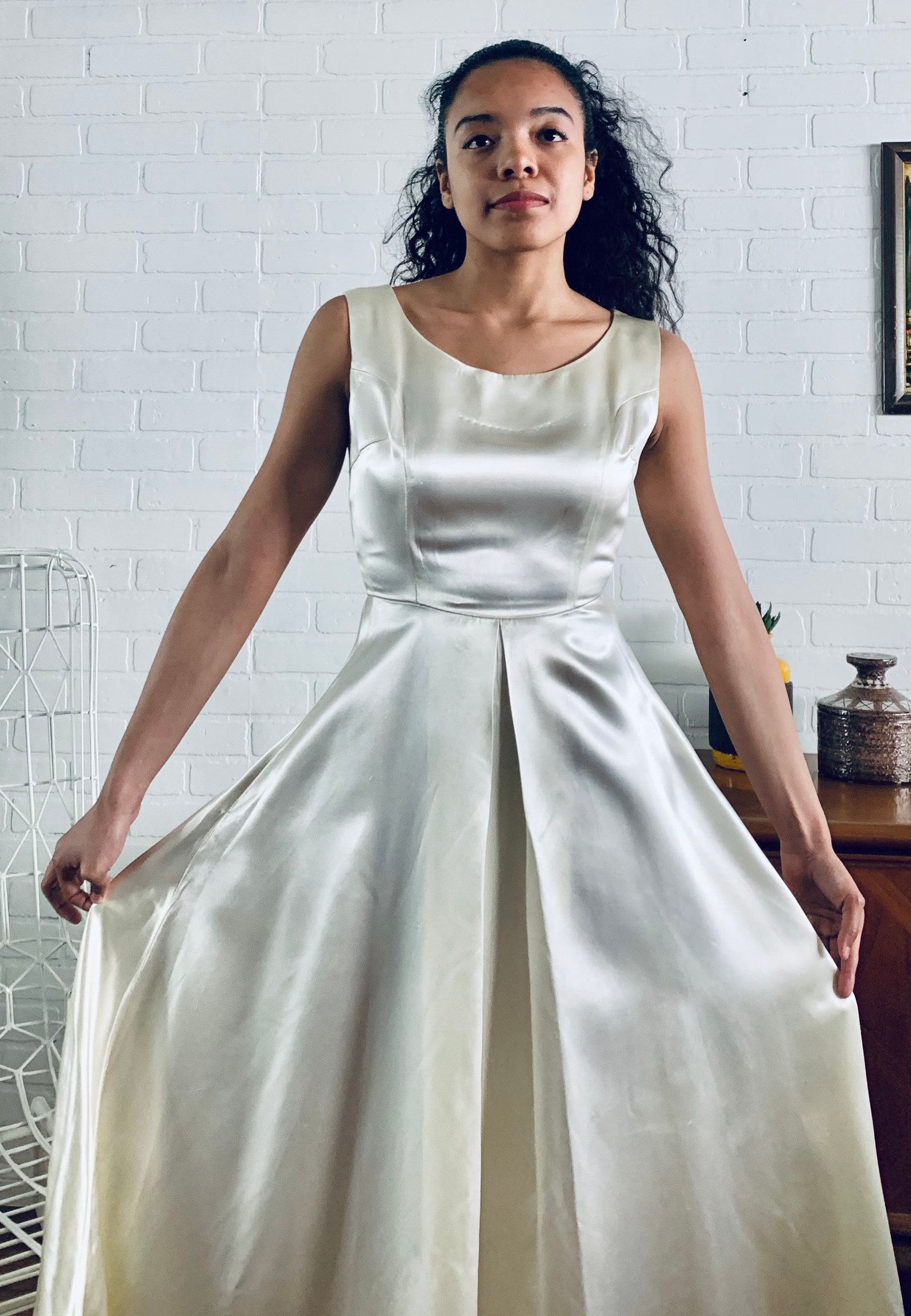 30s Cream Satin Dress Cream Gown Maxi Dress Beautiful Fabric Etsy