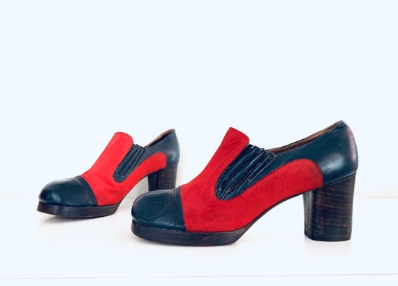70s Platforms Two Tone Leather made in Brazil siz