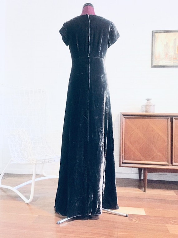 60s Crushed Velvet Maxi Dress S M - image 5