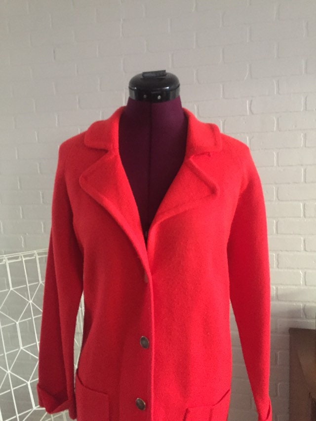 70s Red Knit Jacket Cardigan Sweater size M L by LeRoy | Etsy