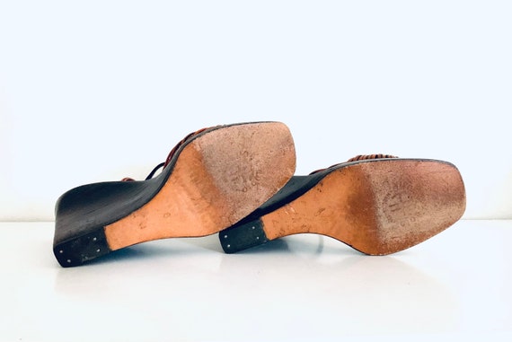 70s Leather Heels Ankle Straps made in Italy by C… - image 9