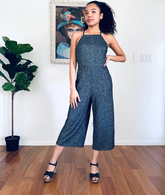 90s Jumpsuit Silver Metallic Size S