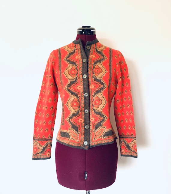 60s Cardigan Sweater Jacket Orange by Catalina siz